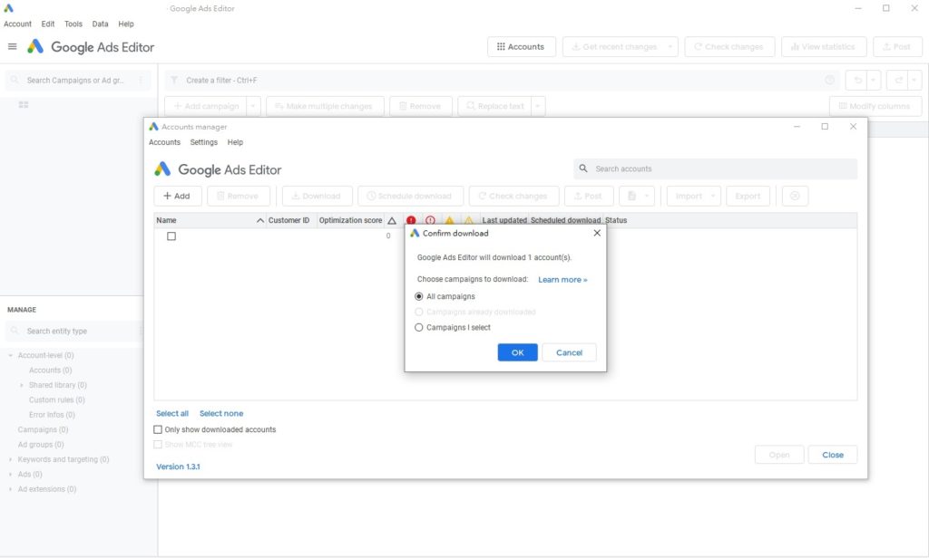 import all ad campaigns