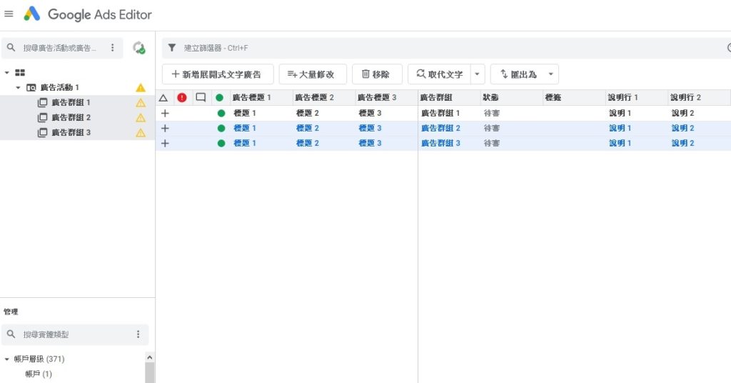 ad copies added to ad group