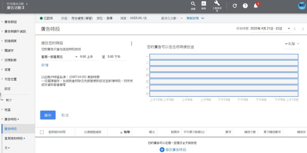 add ad schedule to campaign